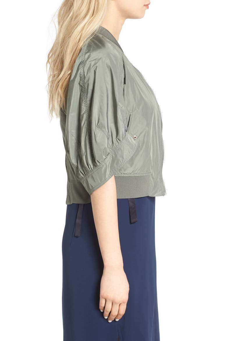 Crop Bomber Jacket, Alternate, color, OLIVE