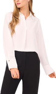 Halogen® Tonal Stripe Collared Split Neck Top