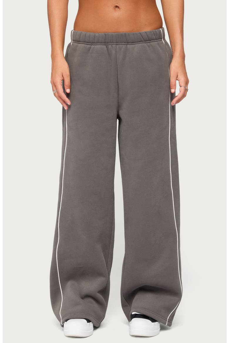 Autumn Piped Wide Leg Sweatpants, Main, color, CHARCOAL