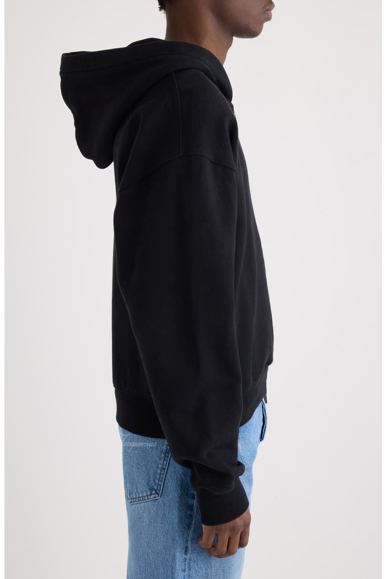 Le Hoodie Gros Grain Cotton Zip Hoodie, Alternate, color, BLACK