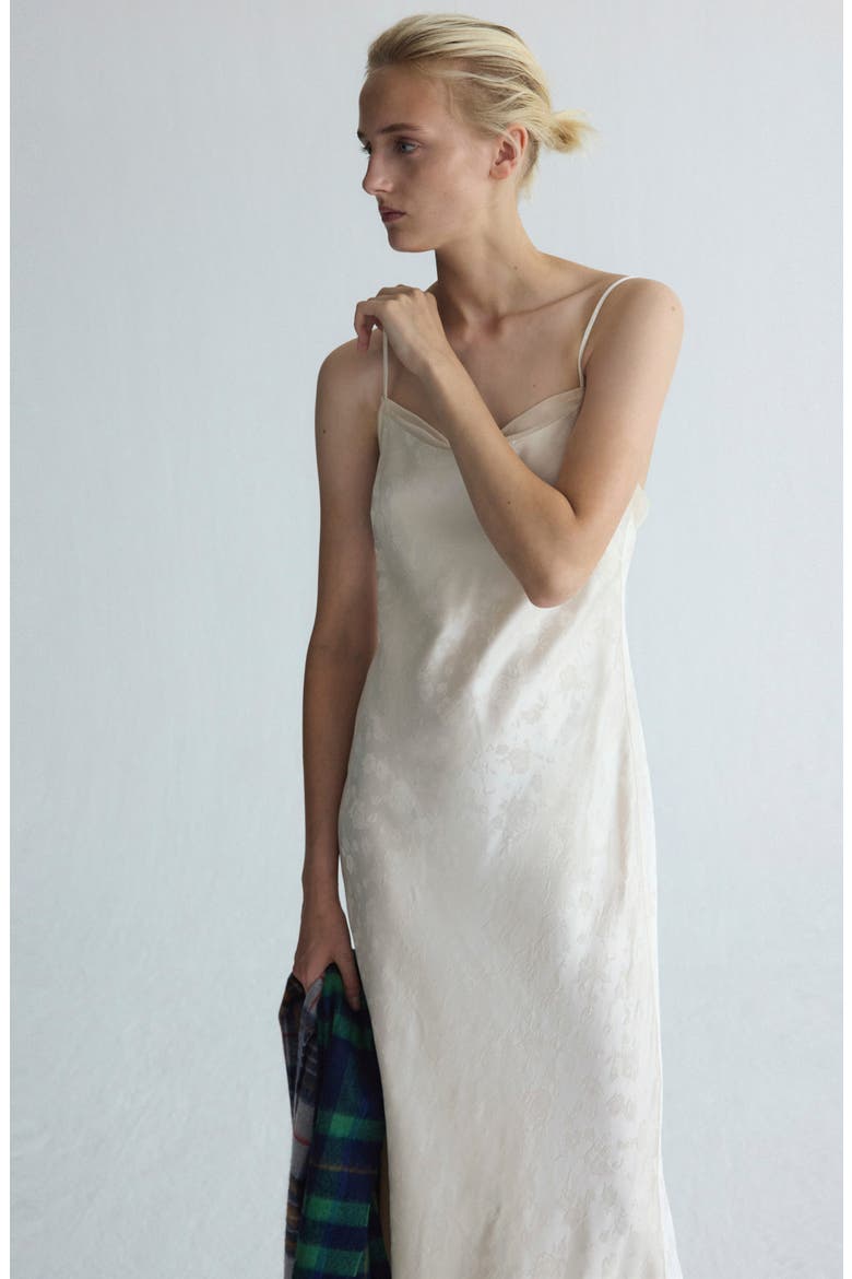 Silk Detail Jacquard Midi Dress, Alternate, color, ECRU