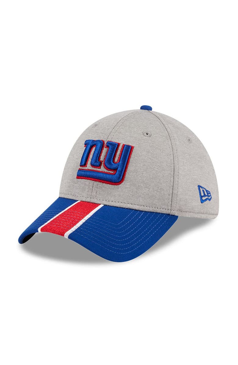 New Era Men's New Era Heather Gray/Royal New York Giants Striped 39THIRTY Flex Hat, Main, color, Heather Gray