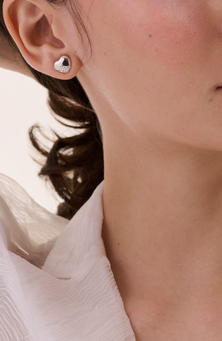 John Hardy Pebble Heart Diamond Stud Earrings, Alternate, color, 