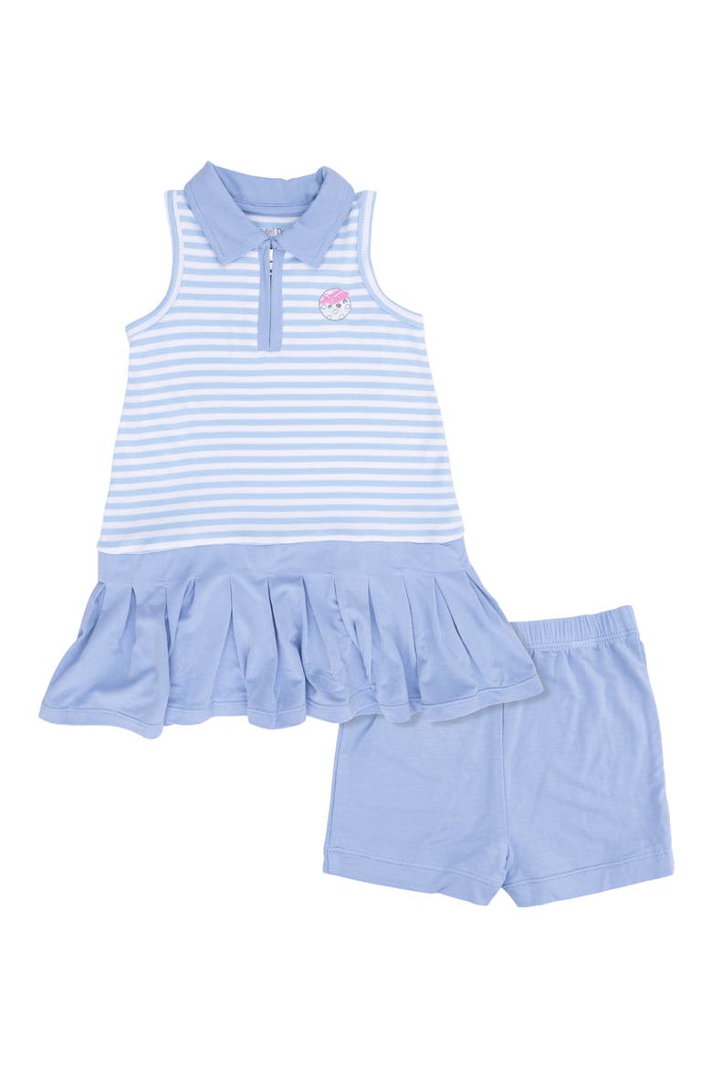 Kids' Stripe Golf Polo Dress & Shorts Set, Main, color, BLUE WHITE