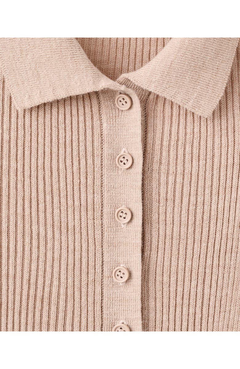 MANGO Polo Long Sleeve Rib Romper, Alternate, color, Medium Brown