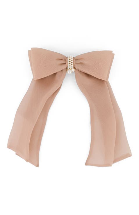 Organza silk bow barette