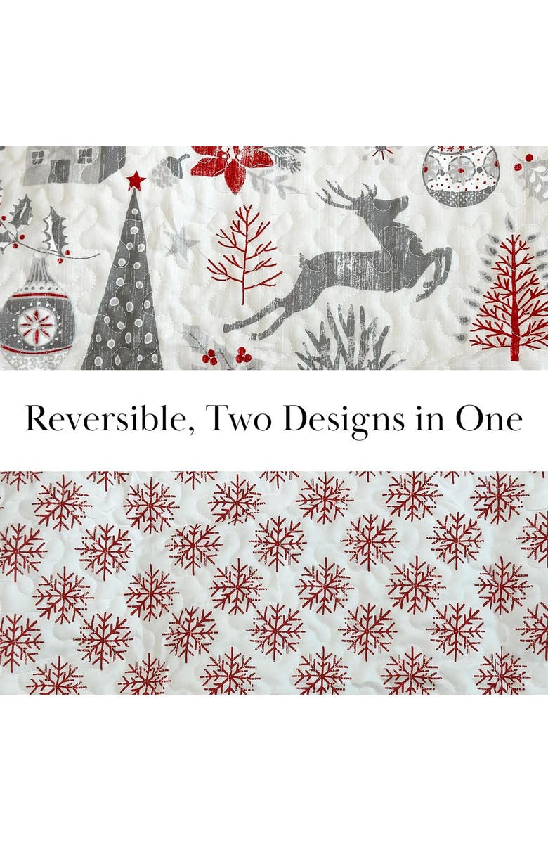 SOUTHSHORE FINE LINENS Holly Jolly Lane Oversized Holiday Quilt Set, Alternate, color, Holly Jolly Lane