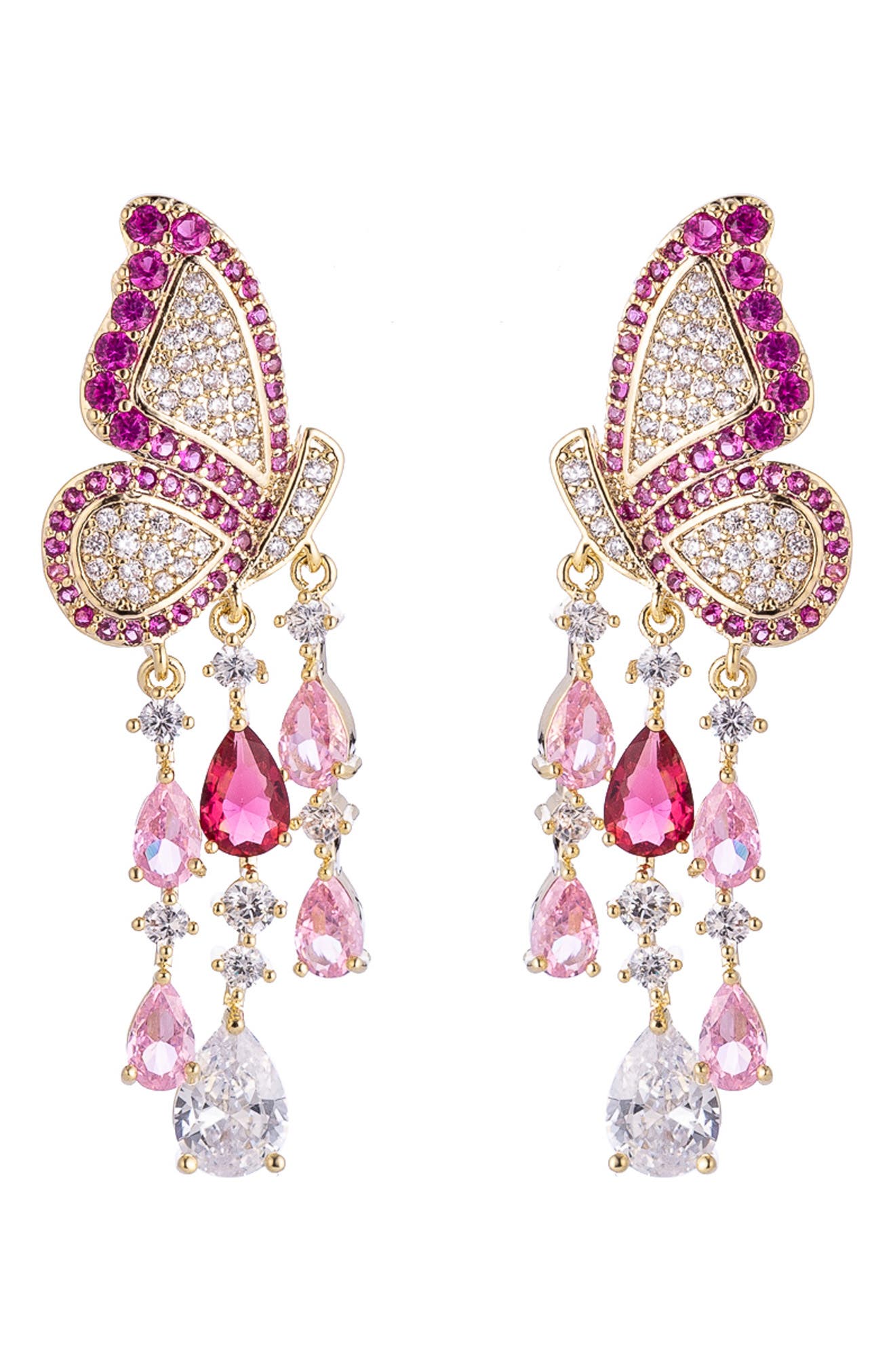EYE CANDY LOS ANGELES Painted Lady Cubic Zirconia Drop Butterfly Earrings