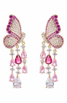 EYE CANDY LOS ANGELES Painted Lady Cubic Zirconia Drop Butterfly Earrings
