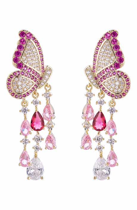 EYE CANDY LOS ANGELES Painted Lady Cubic Zirconia Drop Butterfly Earrings