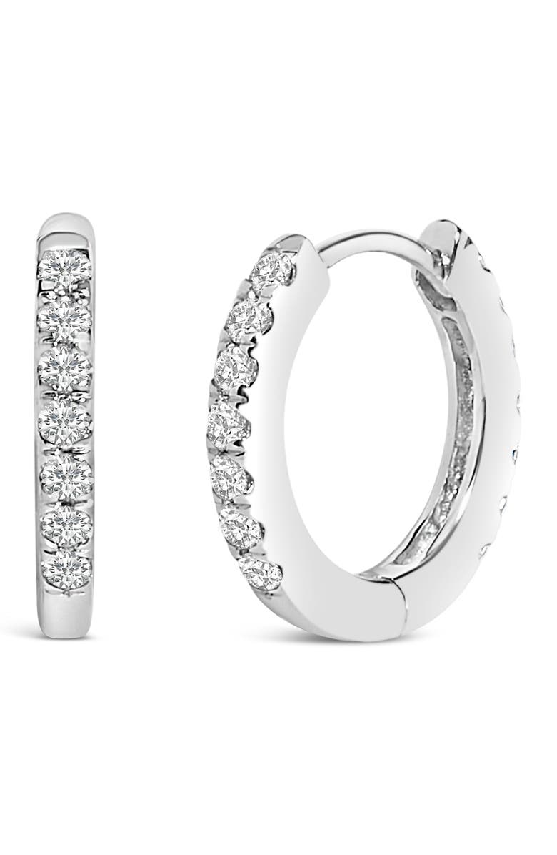 Haus of Brilliance 10K Gold 1/4 Cttw Diamond Double Sided Huggie Hoop Earrings, Alternate, color, White
