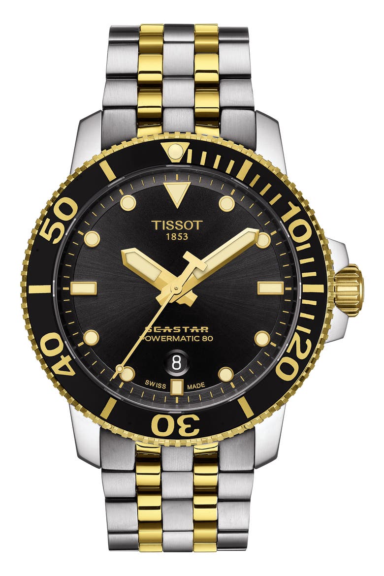 Seastar 1000 Automatic Bracelet Watch, 43mm, Main, color, SILVER/ BLACK/ GOLD