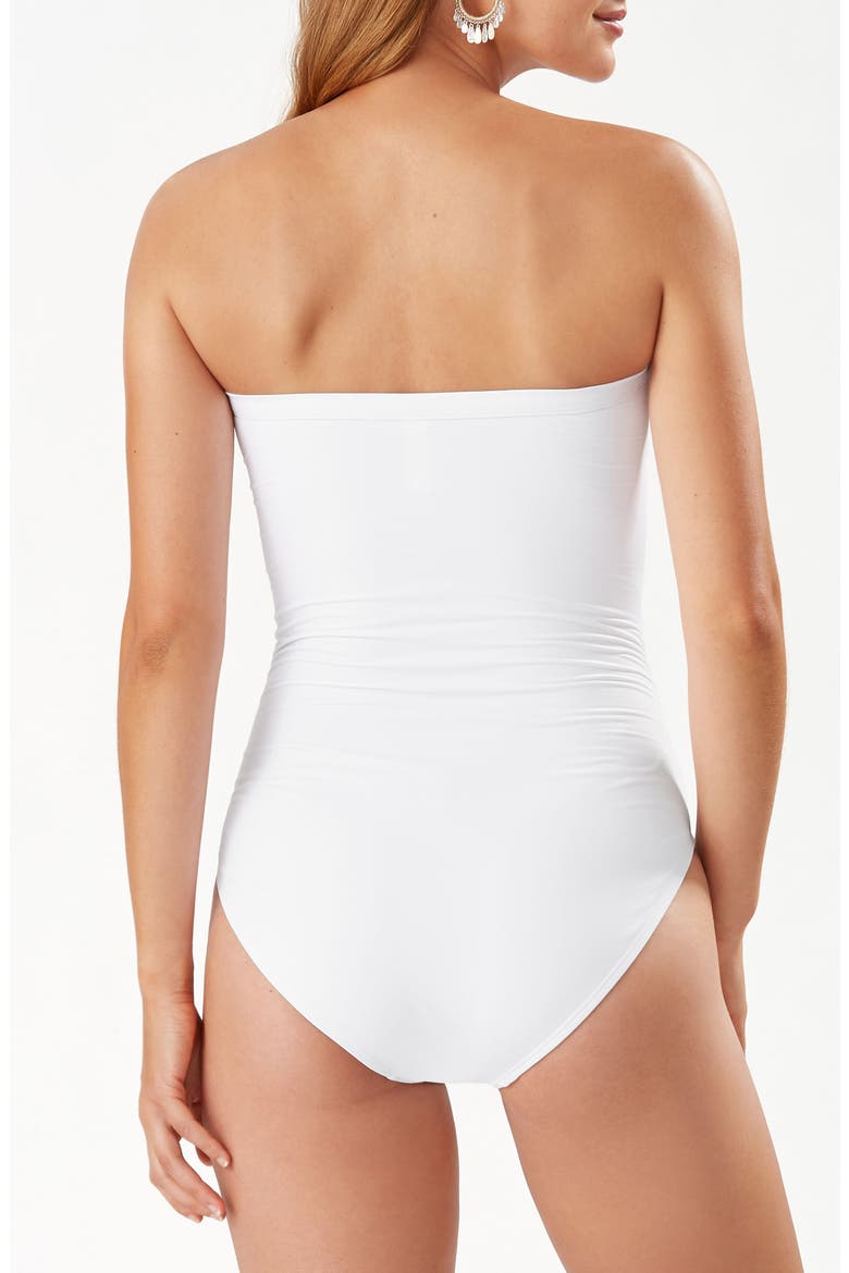 Pearl Shirred Bandeau One-Piece Swimsuit, Alternate, color, WHITE