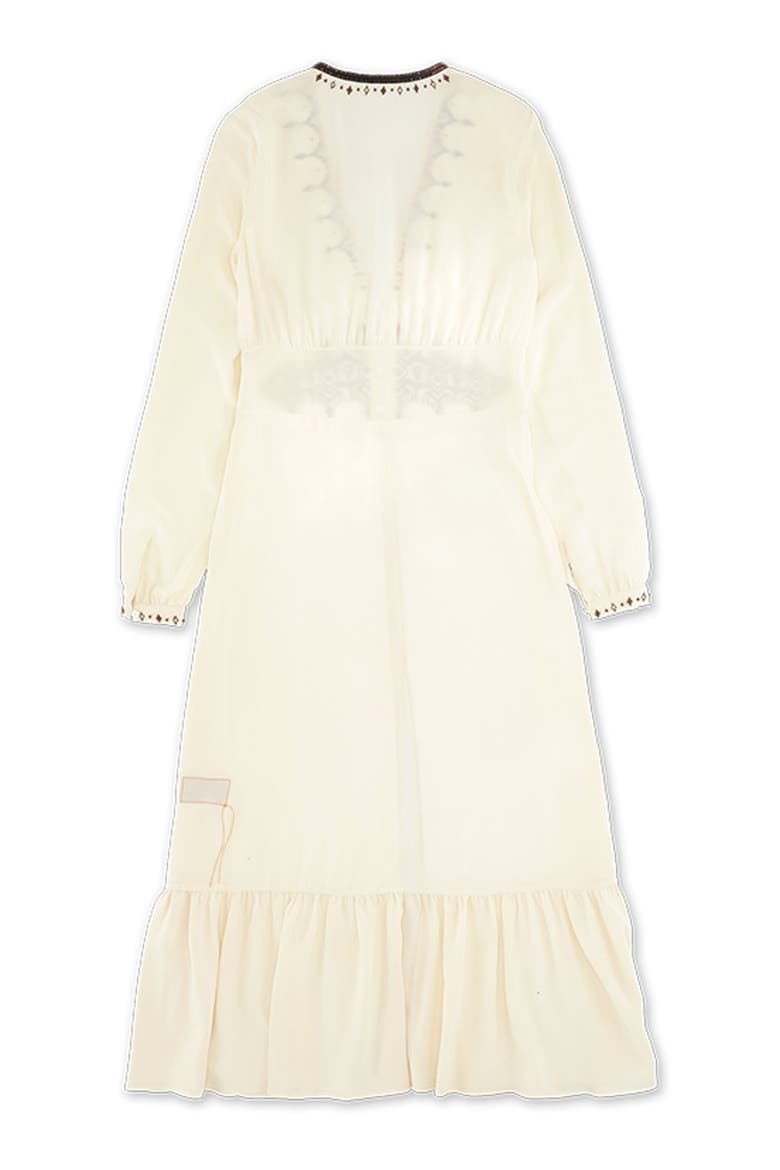 Ada Embroidered Silk Creponne Dress, Alternate, color, MILK