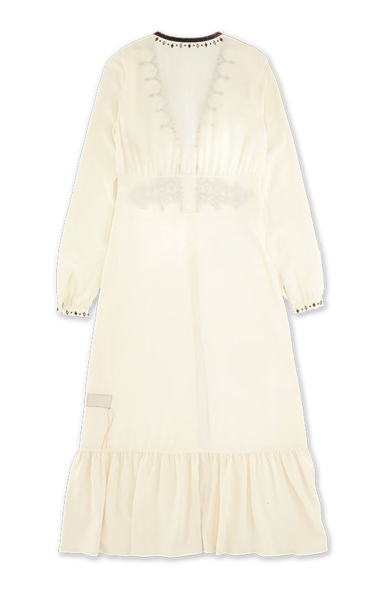 Fortela Ada Embroidered Silk Creponne Dress, Alternate, color, Milk