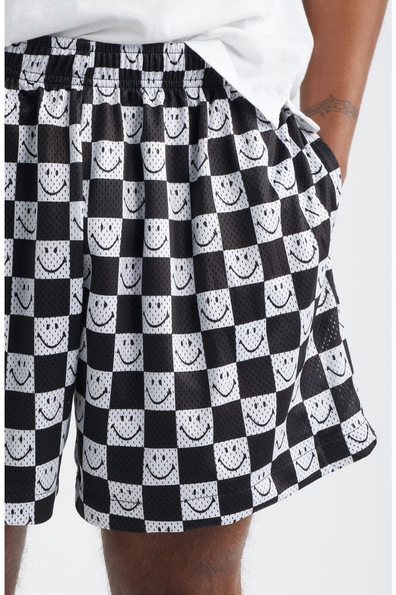 SMILEY® Checkerboard Mesh Shorts, Alternate, color, BLACK/ WHITE