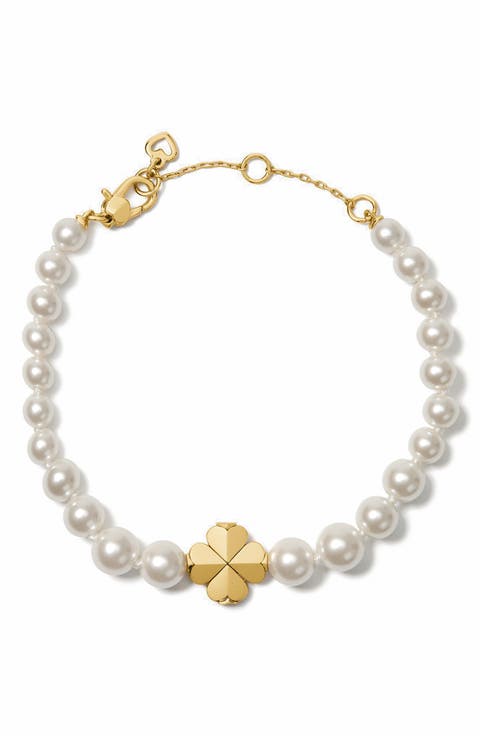 spade flower faux pearl bracelet