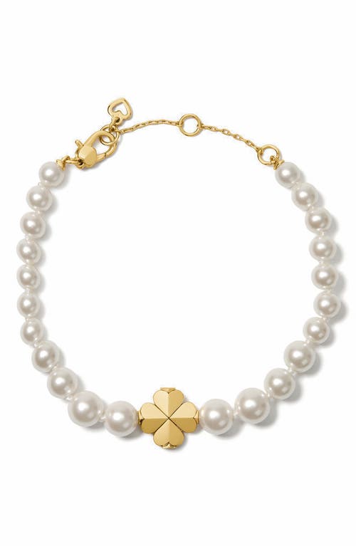 Kate Spade New York Spade Flower Faux Pearl Bracelet In Gold