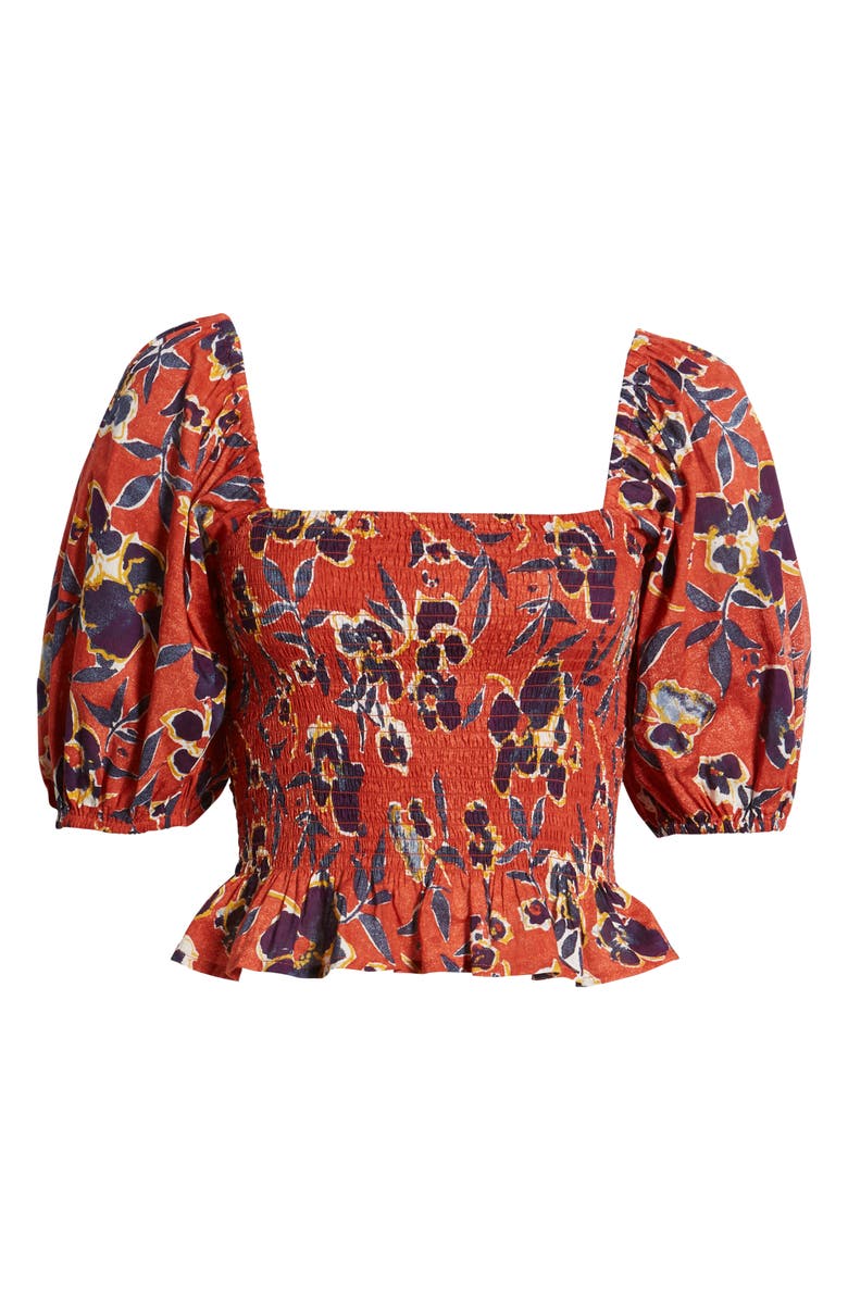 BP. Print Smocked Crop Top, Alternate, color,