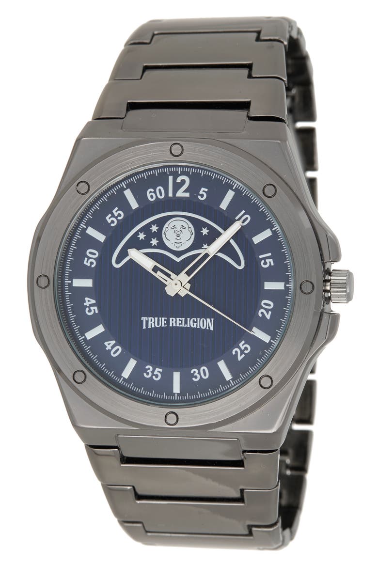 Buddha Moon Bracelet Watch, 43mm, Main, color, NAVY/ GUNMETAL