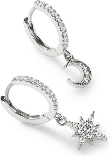 ana luisa/Celeste Moon ジルコニア付き フープピアス Ana Luisa Crescent Moon Huggie Hoops - Celeste | Nordstrom