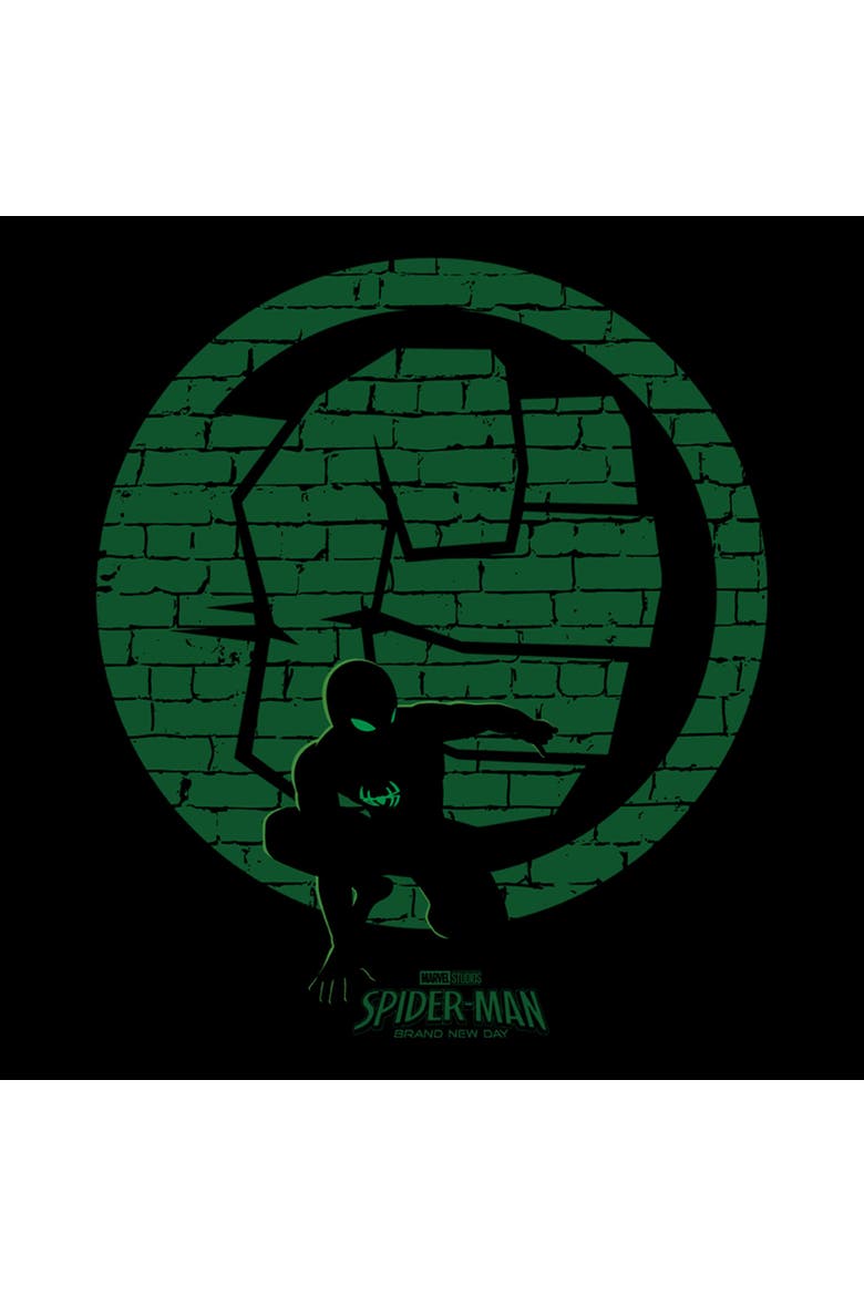 Boys Marvel Spider-Man Brand New Day Hulk Fist Wall Logo T Shirt, Alternate, color, Black