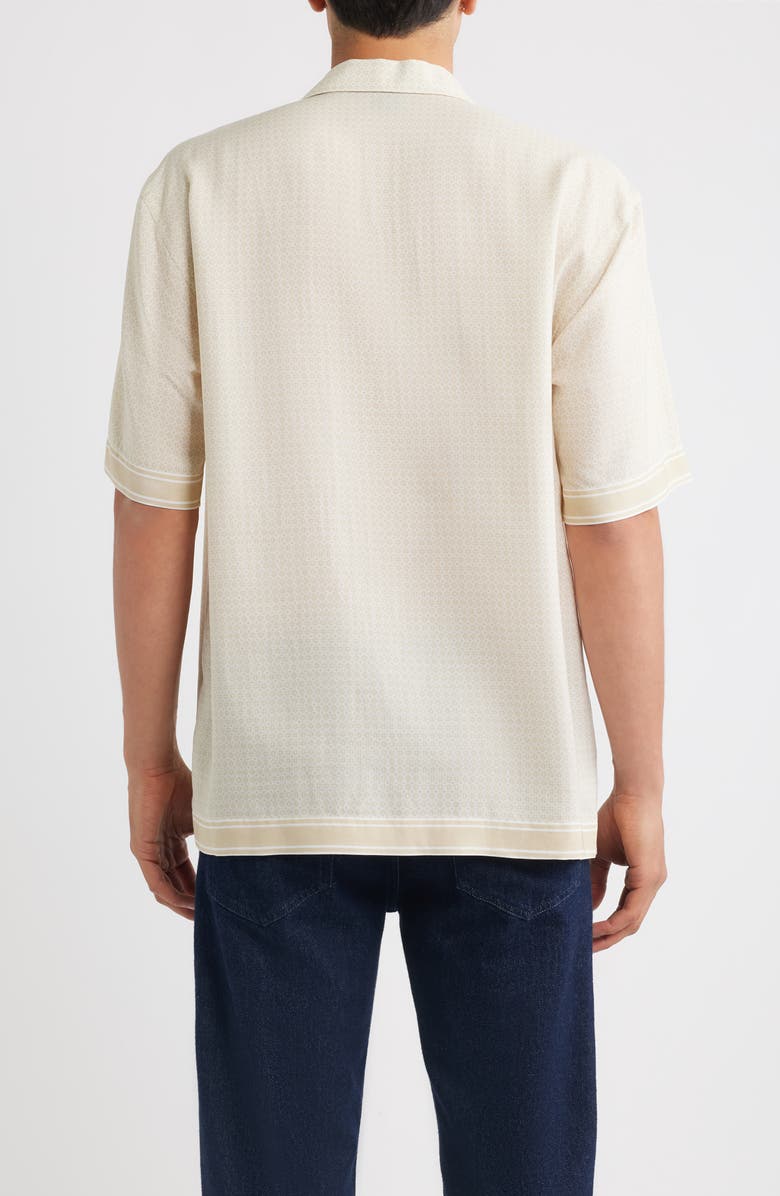 BOSS Lars Relaxed Fit Micropattern Camp Shirt, Alternate, color, Open Beige