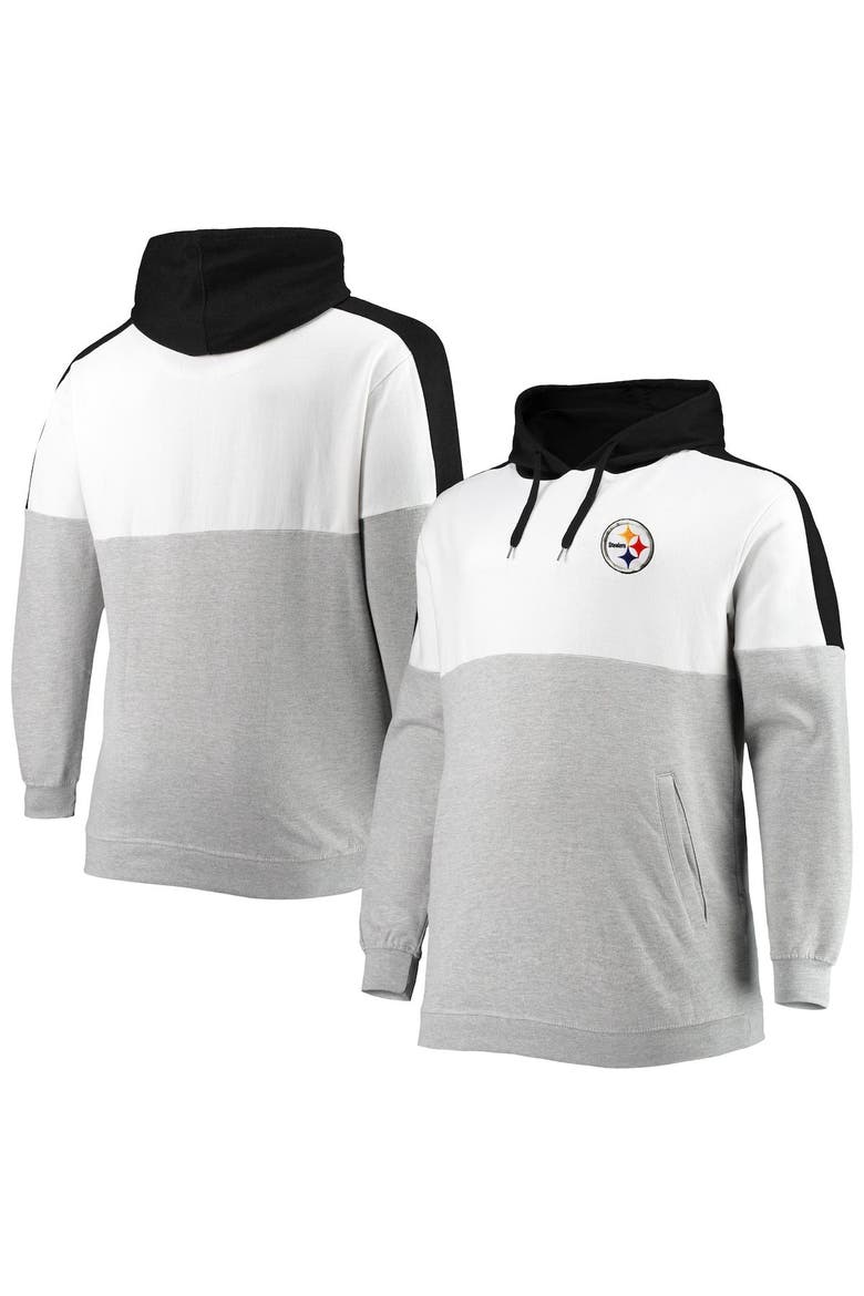Men's Black/Heathered Gray Pittsburgh Steelers Big & Tall Team Logo Pullover Hoodie, Alternate, color, Black