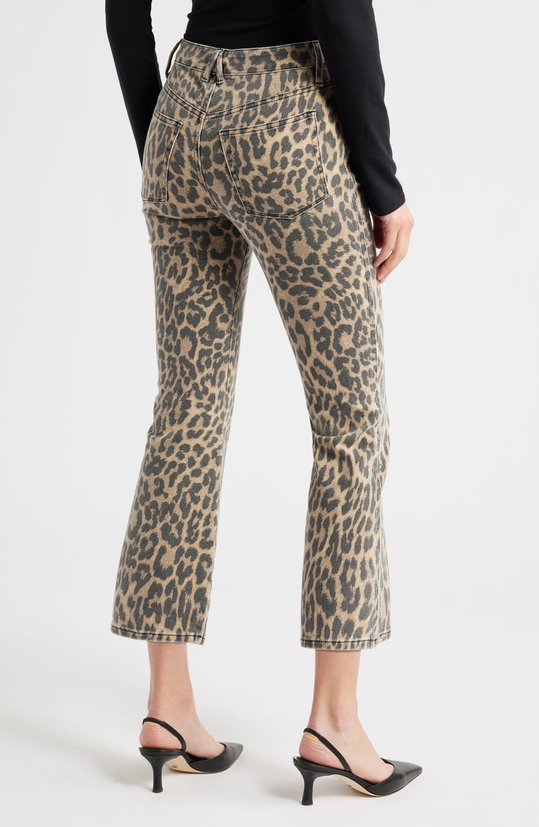 Good American Good Standard Leopard Print Kick Flare Jeans, Alternate, color, Lucky Leopard001