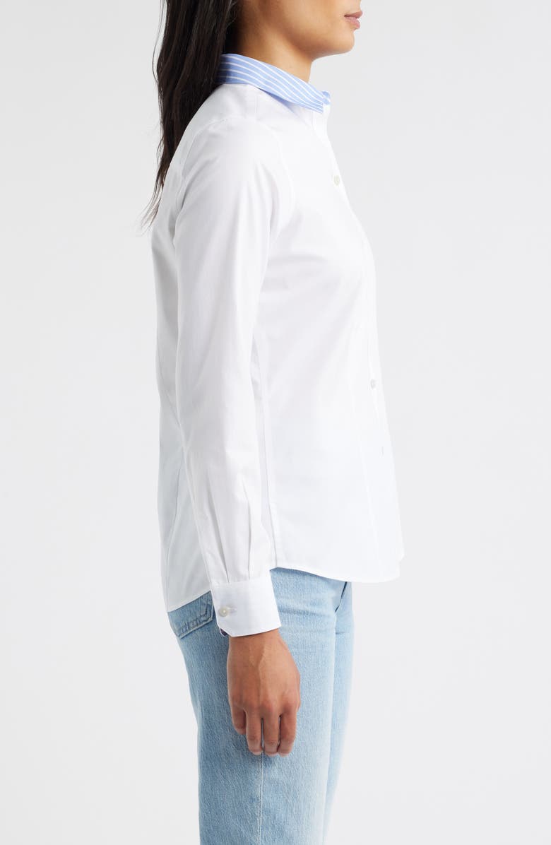 Foxcroft Dianna Stripe Button-Up Shirt, Alternate, color, White Blue