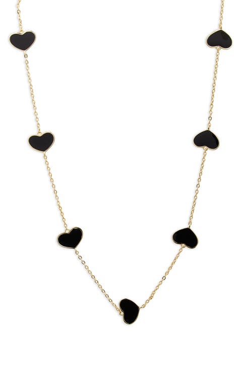 Enamel Heart Station Necklace