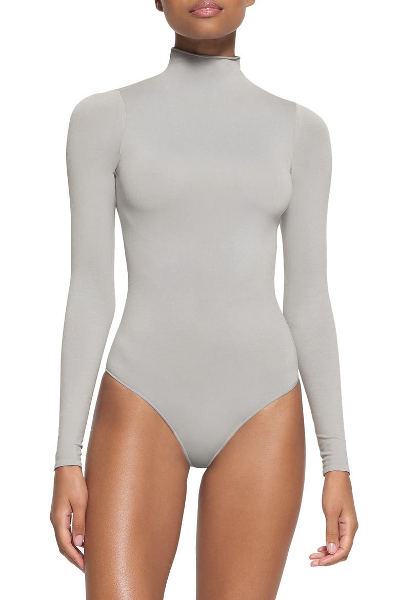Essential Bodysuits Mock Neck Long Sleeve Bodysuit, Main, color, LIGHT GREY