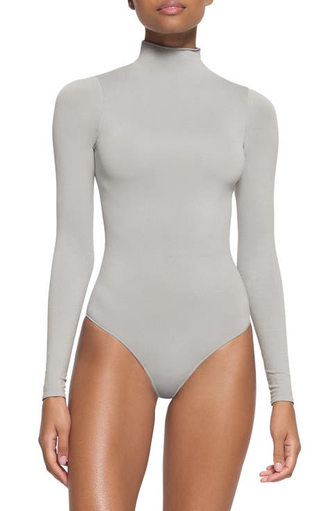 Essential Bodysuits Mock Neck Long Sleeve Bodysuit (Regular & Plus)