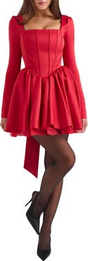 HOUSE OF CB Nina Bow Back Long Sleeve Corset Minidress