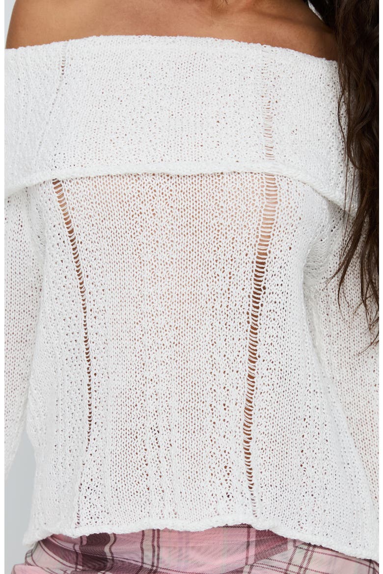So Gone Off the Shoulder Sweater, Alternate, color, WHITE