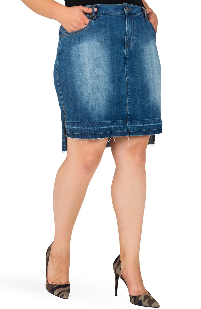 Standards & Practices Dariah Released Step Hem Denim Skirt, Main, color, 