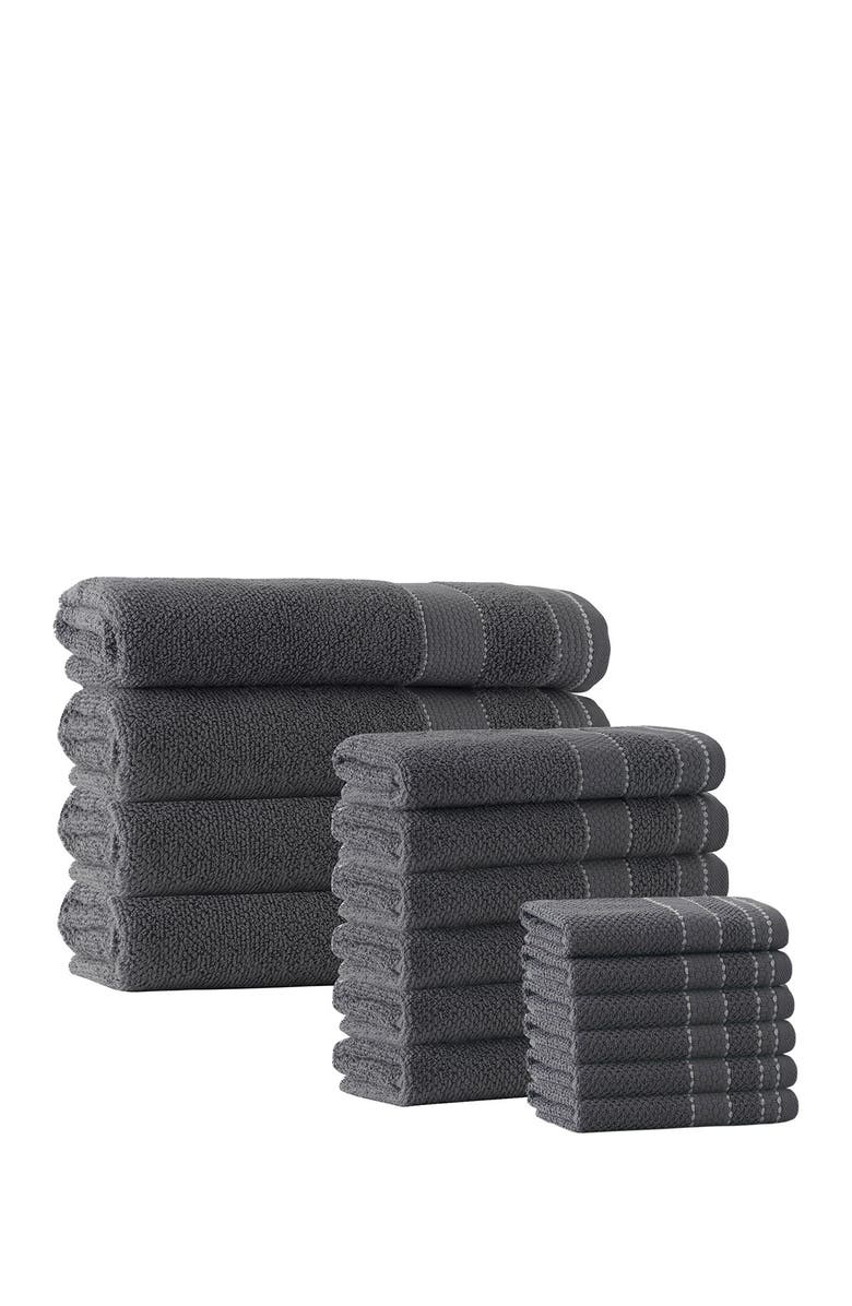 ENCHANTE HOME Monroe Turkish Cotton 16-Piece Towel Set - Anthracite, Main, color, 