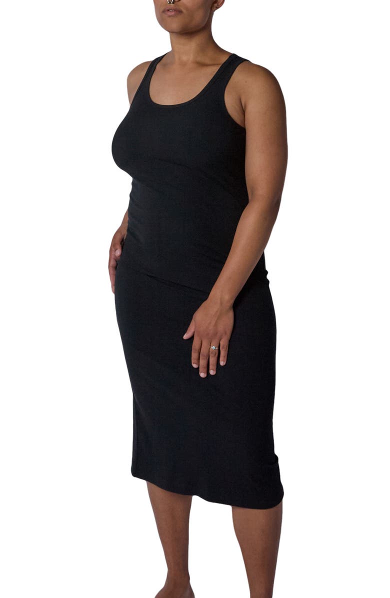 TomboyX Rib Sleeveless Midi Dress, Main, color, Black