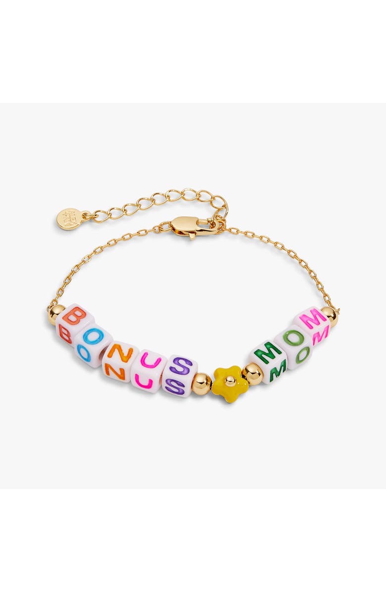 Alex and Ani 'Bonus Mom' Alphabet Bead Linear Bracelet, Main, color, Gold