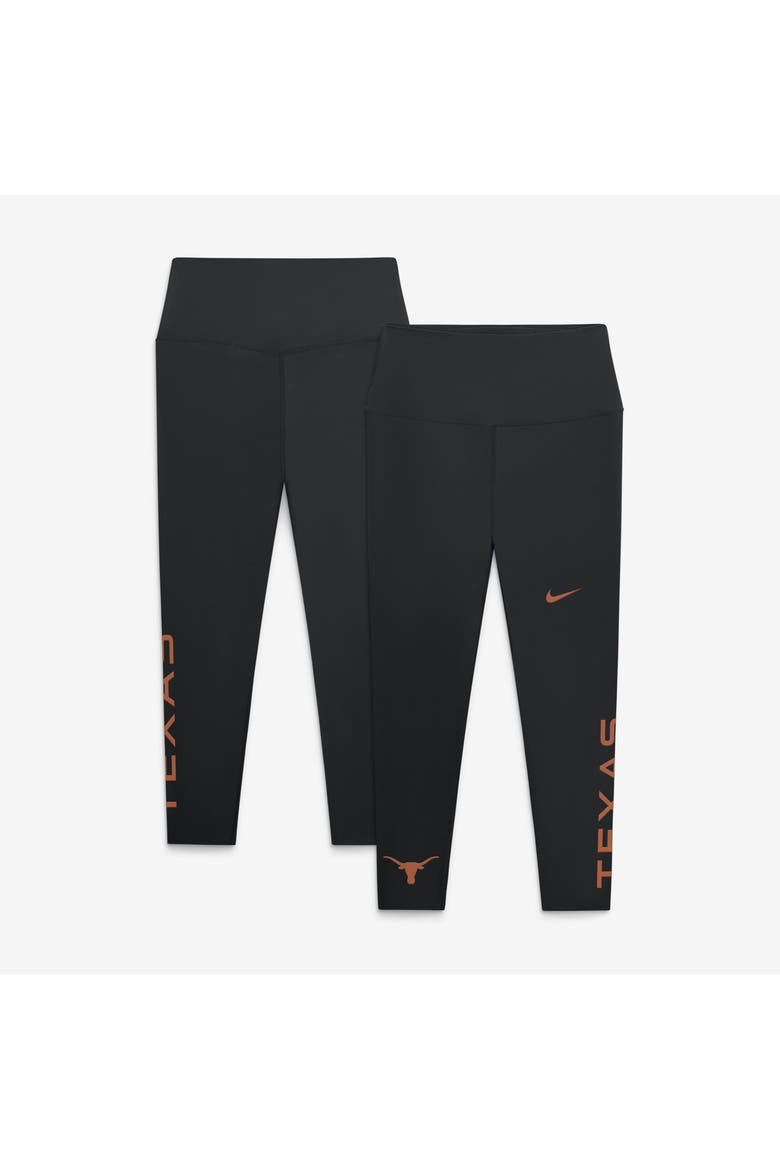 Women's Nike Black Texas Longhorns Zenvy High Rise Dri-FIT 7/8 Leggings, Main, color, Black