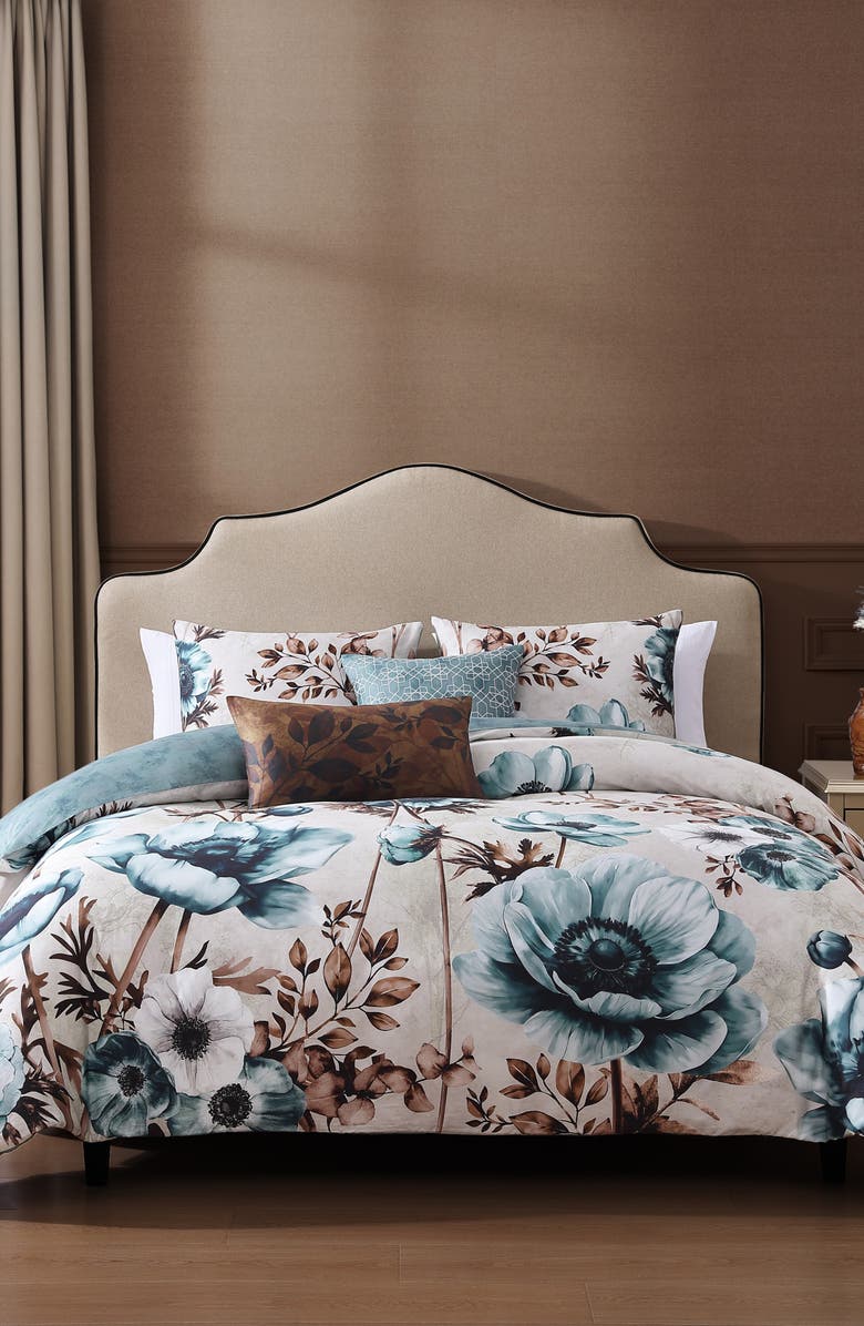 Bebejan Flowers in the Mist Reversible Cotton Sateen Comforter Set, Alternate, color, 