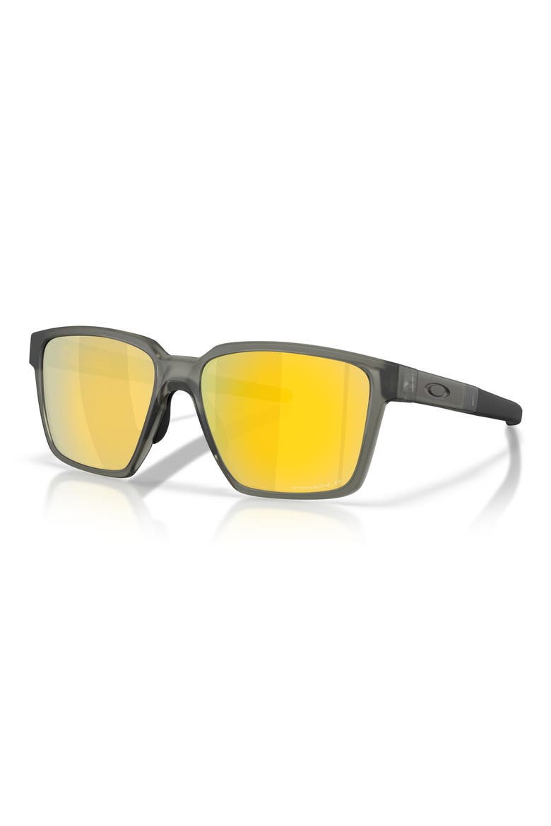 57mm Polarized Rectangular Sunglasses, Alternate, color, MATTE OLIVE INK / 24K POLAR