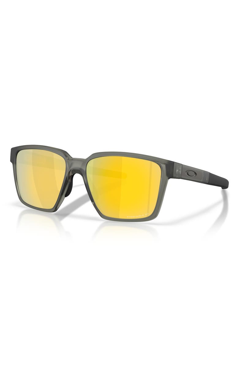 Oakley 57mm Polarized Rectangular Sunglasses, Alternate, color, Matte Olive Ink / 24K Polar