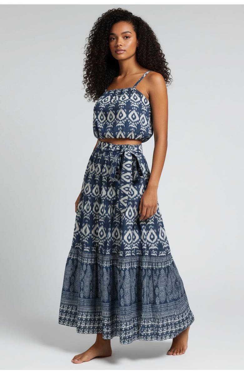 Change of Scenery Jenni Tiered Belted Smock Waist Skirt, Alternate, color, Tivara Ikat