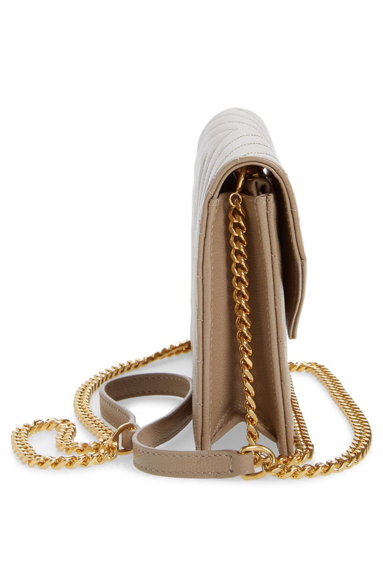 Saint Laurent 'Small Mono' Leather Wallet on a Chain, Alternate, color,