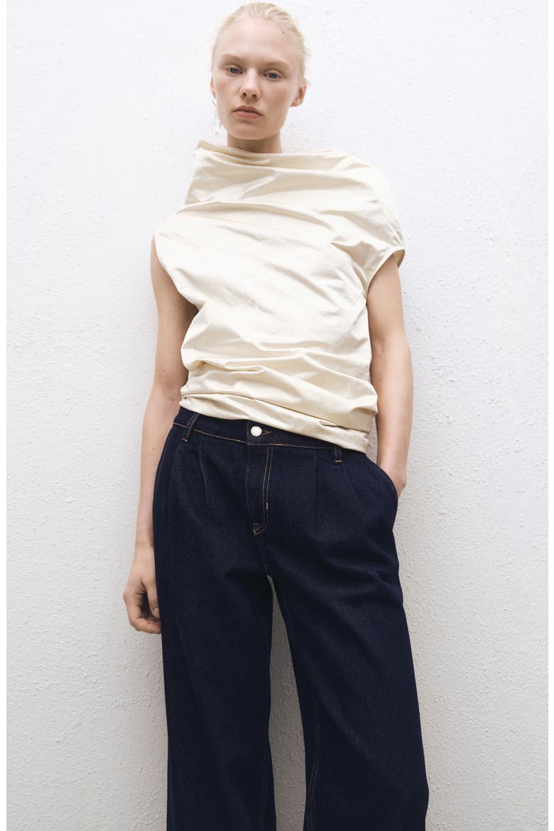 Pleated Wide Leg Jeans, Alternate, color, OPEN BLUE