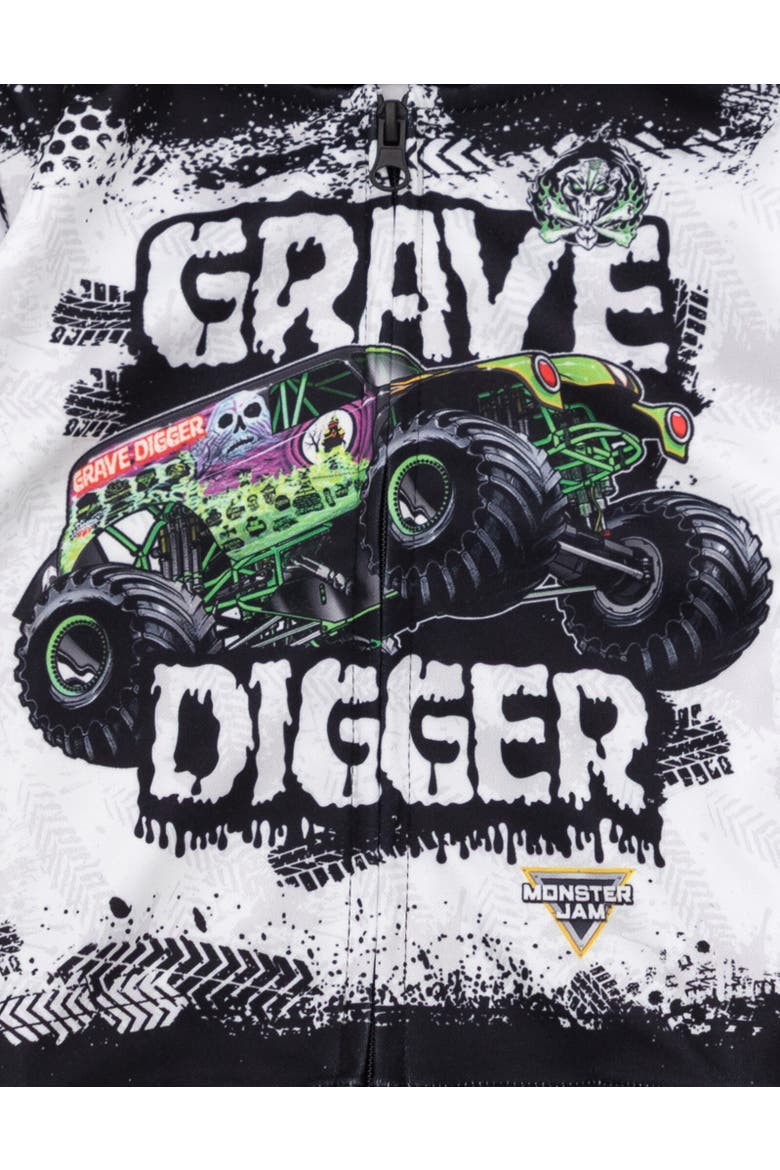Grave Digger Fleece Zip-Up Hoodie, Alternate, color, Grave Digger White