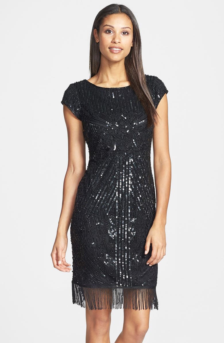 Pisarro Nights Embellished Fringe Dress, Main, color, 