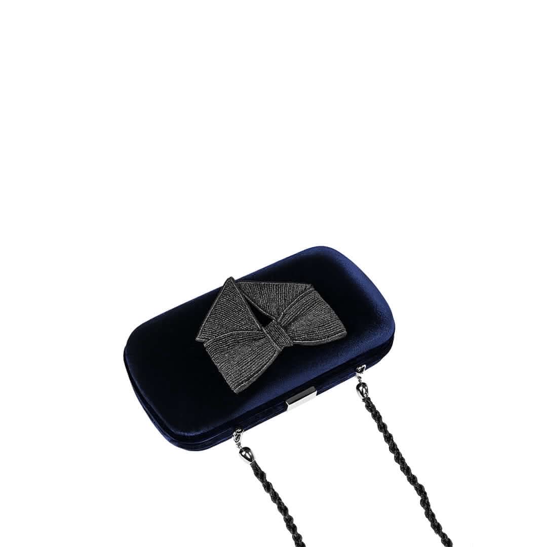 Fiocco Velvet Clutch, Alternate, color, Navy