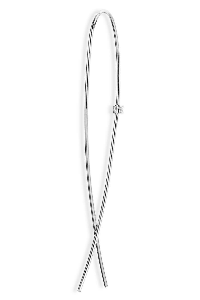 Medium Upside Down Diamond Hoop Earrings, Alternate, color, WHITE GOLD/ DIAMOND